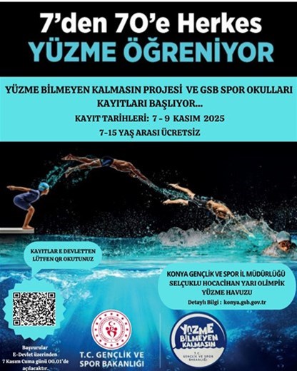 SELÇUKLU HOCACİHAN YARI OLİMPİK YÜZME HAVUZUMUZDA KURS BAŞVURULARI BAŞLIYOR