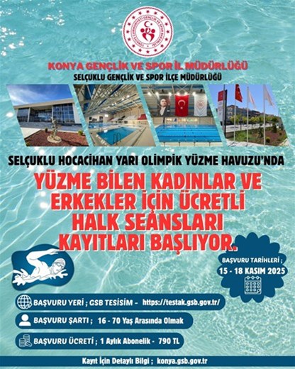 HOCACİHAN YARI OLİMPİK YÜZME HAVUZUMUZDA HALK SEANSLARI BAŞVURULARI BAŞLIYOR